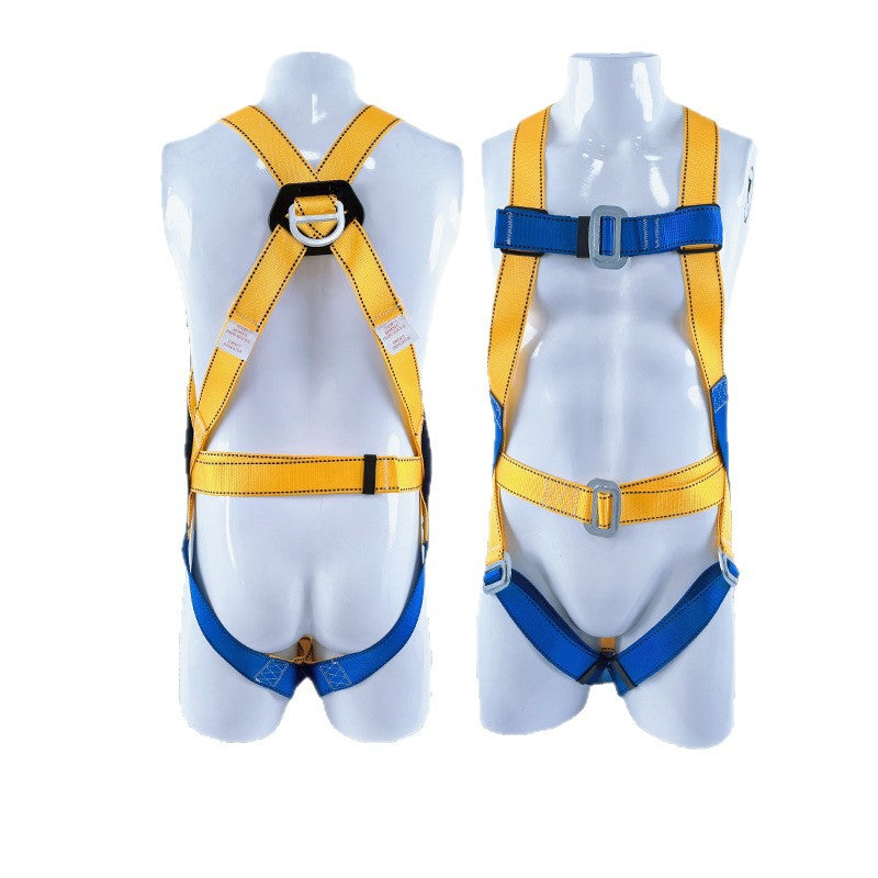 Full Body Safety Harness with Lanyard for Fall Protection, High-Altitude Work, Polyester Material