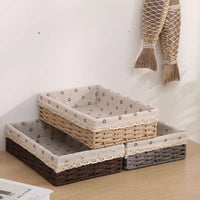 Handwoven Desktop Storage Basket for Home Living Room, Snacks, Keys, and Sundries