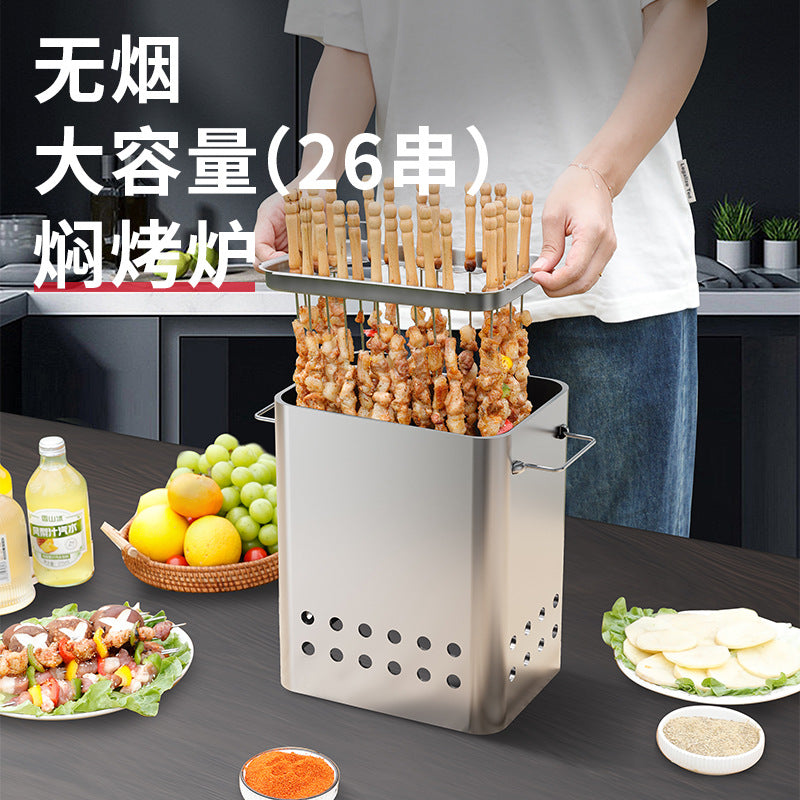 Portable Stainless Steel Charcoal Grill for Outdoor and Home Use, Smokeless Roasting and Tea Brewing