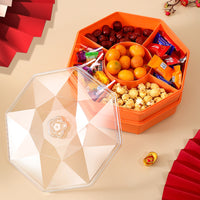 Petal-Shaped Divided Snack Serving Platter with Lid for Home Living Room