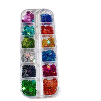 12-Grid Christmas Snowflake Glitter Mix for Nail Art Decoration