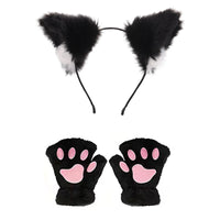 Plush Cat Ear Headband and Collar Set for Costume Parties and Cosplay