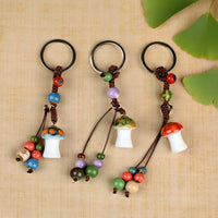 Jingdezhen Ceramic Mushroom Keychain Ethnic Style Bag Charm