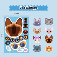 8 Sheets Cartoon Cat Make a Face Stickers for DIY Scrapbooking Phone Case Decor