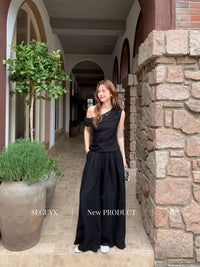 SEGUYX Retro Off-Shoulder Two-Piece Set for Women