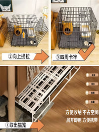 Large Indoor Cat Cage with Litter Box, Multi-Tier Cat Condo with Ample Space