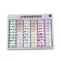 60 Rolls Gold Foil Washi Tape Set for Journaling and Decoration