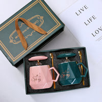 Ceramic Couple Coffee Mug Gift Set with Heart Design, 400ml