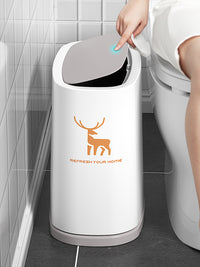 Press-Type Slim Trash Can with Lid for Bathroom Kitchen Bedroom, Double-Barrel Waste Bin