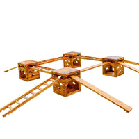 Outdoor Wooden Play Cart and Climbing Ladder Set