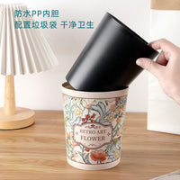 Car Trash Can with Lid, Multi-purpose Vehicle Storage Bin, Retro Oil Painting Style Hanging or Desktop Organizer