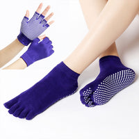 Yoga Gloves and Non-Slip Five-Toe Socks Set for Pilates and Aerial Yoga