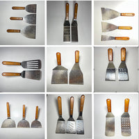 Stainless Steel Spatula with Wooden Handle for Griddle Cooking, Teppanyaki, BBQ, and Crepes - High Temperature Resistant