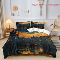 Custom Digital Print Duvet Cover Set, 3-Piece, Reactive Dyeing, Odorless Bedding