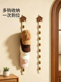 Door Back Hat Organizer Rack with Clips, No-Drill Wall Mounted Scarf and Hat Hanger for Closet