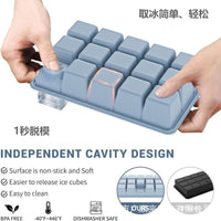 15-Grid Silicone Ice Cube Tray with Lid, Easy Release Square Ice Maker Mold for Home Kitchen Bar