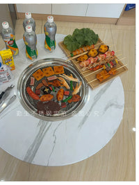 Thickened Stainless Steel Folding Round Table for Outdoor BBQ, Camping, and Patio Gatherings