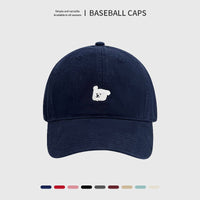 Japanese Retro Embroidered Puppy Baseball Cap for Women, Korean Style Wide Brim Adjustable Couple's Duckbill Hat