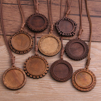 DIY Time Gem Jewelry Wooden Pendant Trays with Hollow Lace Pattern