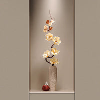 Luxury Rotating Stone Pattern Vase Ornament with Faux Flowers for Living Room Entrance Decor