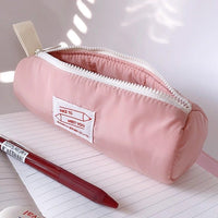 Korean Style Sandwich Pencil Case for Students, Solid Color, High Aesthetic Value, Simple Zipper Stationery Pouch