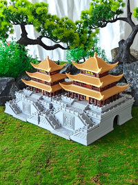 Miniature Ancient Chinese Architecture Aquarium Ornament - Yueyang Tower Mountain Rock Decor