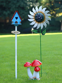Decorative Garden Birdhouse with Fence and Bird Ornaments for Outdoor Yard and Balcony Decor