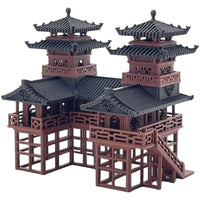 Twin Towers Micro Landscape Ornament for Aquariums and Terrariums, Ancient Style Architecture Model