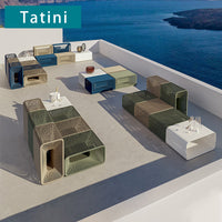 Outdoor Wicker Patio Sofa Set with Coffee Table for Garden Villa Balcony