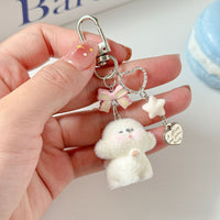 Christmas Snowflake Keychain with Bow Bear Charm for Bags and Phones