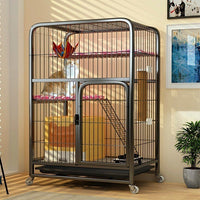 Large Indoor Cat Cage with Litter Box Space, Multi-Tier Cat Condo Villa