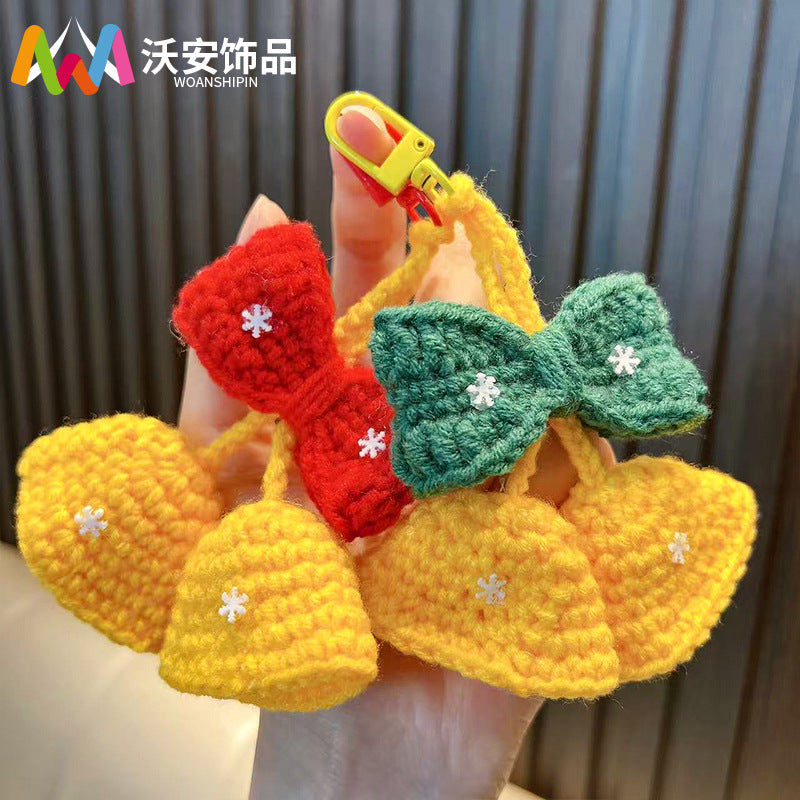Handmade Crochet Christmas Bell Keychain