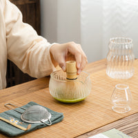 Japanese Style Glass Matcha Tea Set with Whisk and Stand, 7-Piece Kit