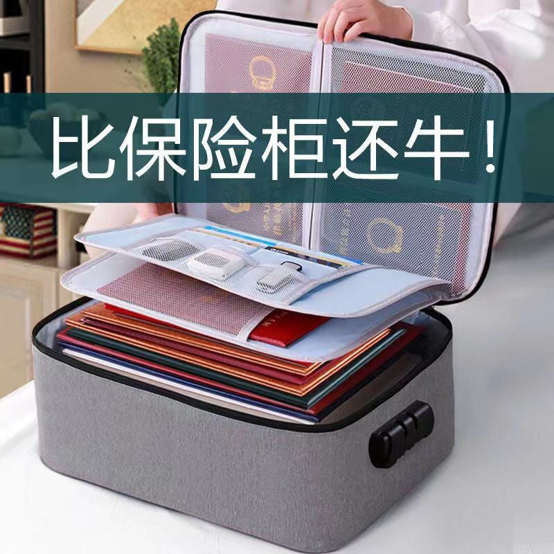 5-Layer Large Capacity Document Organizer Bag with Lock for Travel and Office