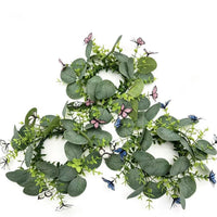 Artificial Eucalyptus Wreath with Greenery and Butterfly Accents for Door Decor