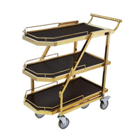 3-Tier Stainless Steel Serving Cart with Silent Wheels for Restaurant Hotel KTV