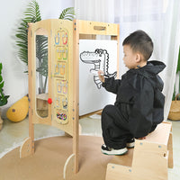 Wooden Foldable Montessori Learning Tower for Kids, Multi-functional Climbing Frame for Early Education