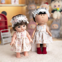 Doll Clothes Retro Lace Dress with Headband for 25cm Milu and 30cm Potato Dolls