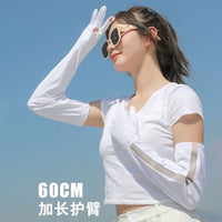 Unisex Long Ice Silk Sun Protection Arm Sleeves for Outdoor Driving and Cycling
