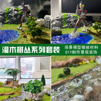 Military Diorama Scenery Model Trees and Bushes Set for Train Railway Architecture DIY