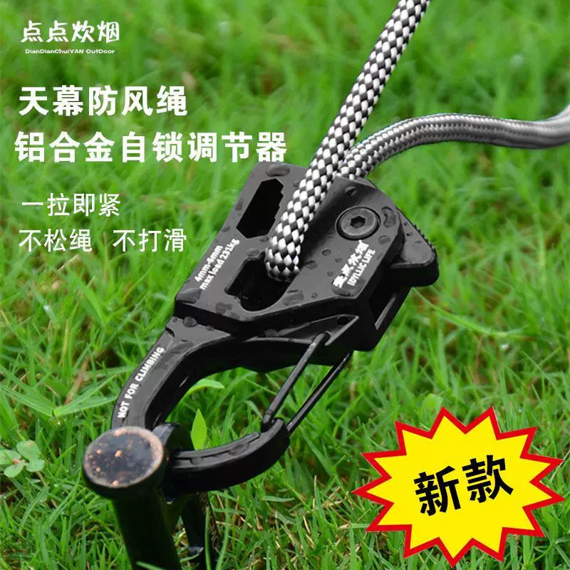 Aluminum Alloy Rope Adjuster with Pulley for Tents and Tarps