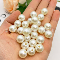 High-Gloss ABS Imitation Pearl Beads Round with Straight Hole for DIY Crafting