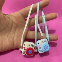 Dollhouse Miniature Macaron Camera with Ribbon for OB11 Doll Clothes Accessories