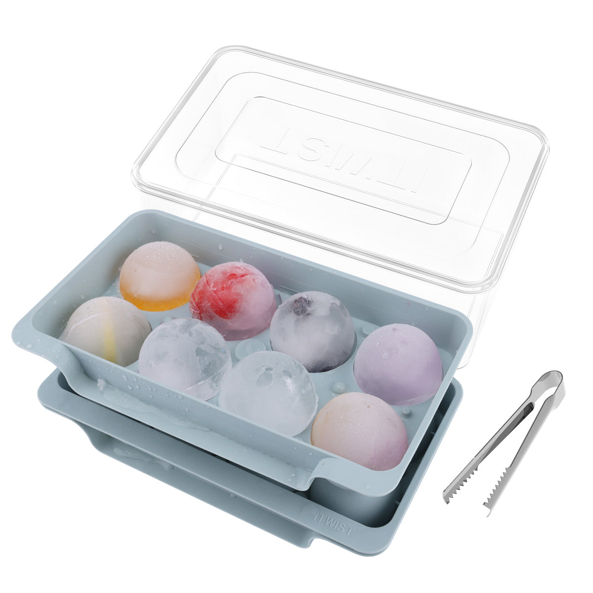 Large Sphere Ice Cube Tray with Lid for Whiskey and Cocktails, Food-Grade Silicone