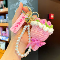 Handmade Knitted Flower Bouquet Keychain for Teacher's Day Gift