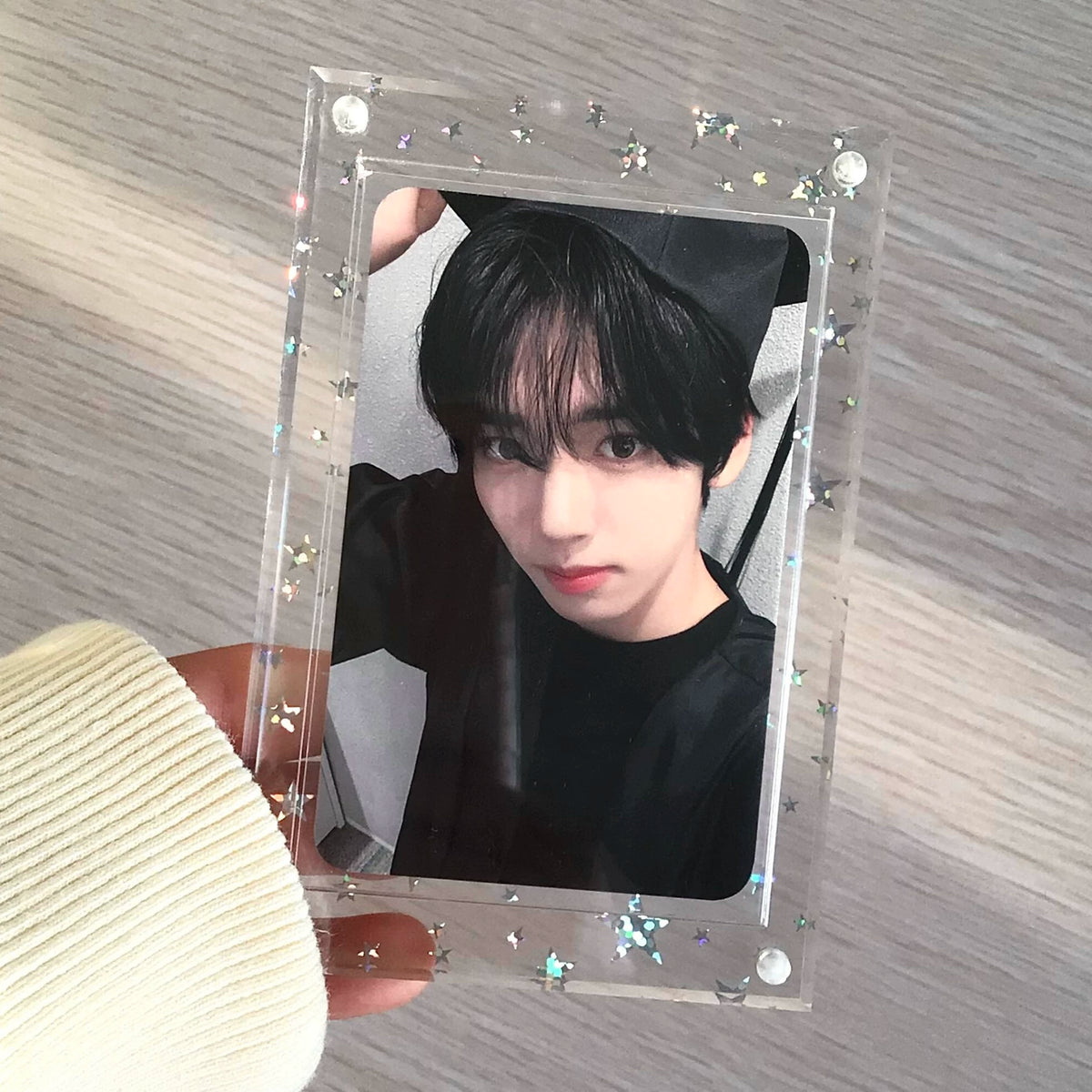 Shining Star 3-inch Acrylic Card Holder, Magnetic Photo Frame & Display Stand for Polaroid & Small Cards