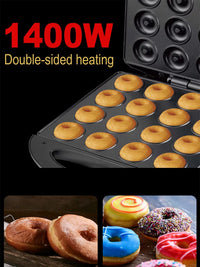 Donut Maker Machine 16-Hole Double-Sided Heating for Breakfast Cakes and Pancakes