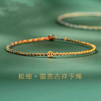 Lucky Coin Braided Bracelet for Kids, Handmade Adjustable Red String Wristband