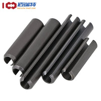 Black 65 Manganese Steel Slotted Spring Pins, Hollow Dowel Pins for Positioning and Fastening