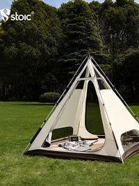 Stoic Outdoor Automatic Pop-Up Pyramid Tent with Blackout Coating for Camping and Overnight Stays
